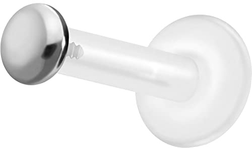PIERCINGLINE PTFE Labret mit Innengewinde TITAN AUFSATZ SCHRAUBDISC FLACH Piercing Lippe Nase Ohr Helix Tragus Medusa Farb & Größenauswahl