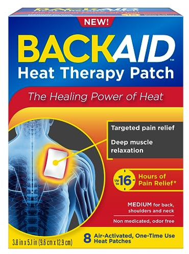 Backaid Heat Therapy Patch, Air-Activated Therapeutic Heat, Medium for Back, Shoulders, and Neck Pain Relief, 8 Count