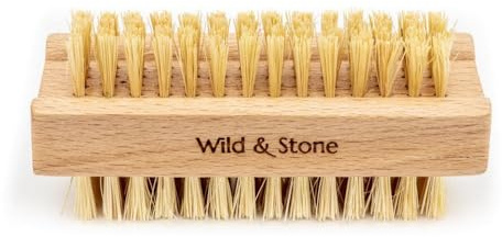 Wild & Stone | Wooden Nail Brush | Double-Sided Natural Sisal Fingernail and Toenail Brush | FSC Certified Beechwood & Sisal Fibres | Vegan & Plastic Free (One Size, 3, count)