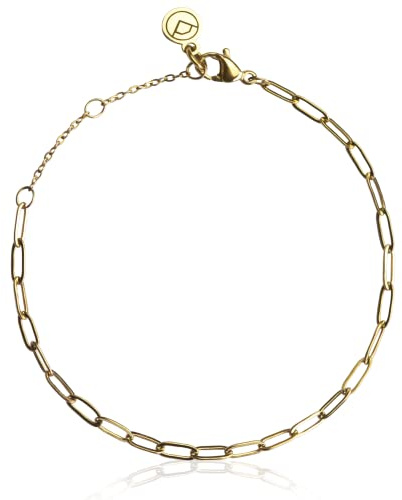 Damen Gliederarmband aus Edelstahl • Nickelfreie Armkette • Nachhaltiger Schmuck wasserfest • verstellbare Länge (15-18 cm)