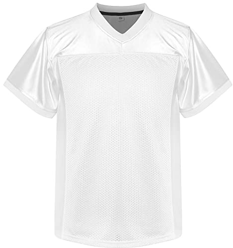 Ayoubaus Youth Blank Football Jersey,Athletic Fans Shirts Practice Sports Shirt for Kids (X-Large, White)
