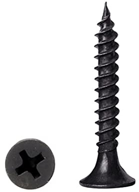 #6 x 1-1/4'' Black Wood Screws, Phillips Flat Head Screws, Screws for Kitchen Cabinets, Self-Tapping Countersunk Head Screw for Various Woodworking Repairs and DIY Projects (100 pcs)