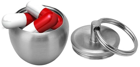 Mini Portapillole in Acciaio Inossidabile, Contenitori per Pillole in Acciaio Inossidabile Impermeabile Singola Camera Portatile Scatola per Medicinali in Metallo Piccola Custodia