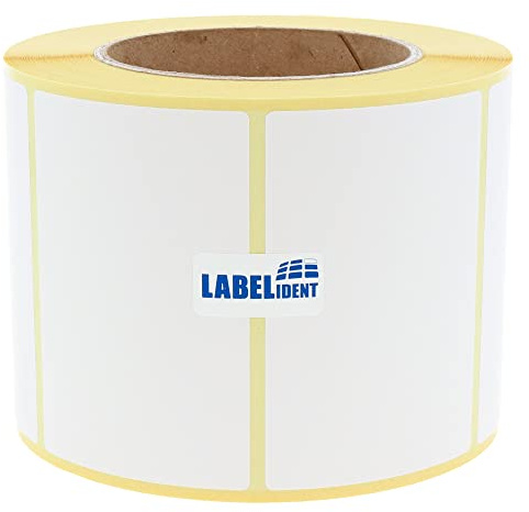Labelident Thermotransfer-Etiketten 80 x 60 mm aus Papier weiß, stark selbstklebend - 2.362 Blanko Haftetiketten auf Rolle, 76 mm Kern, Rollenetiketten für Thermotransferdrucker