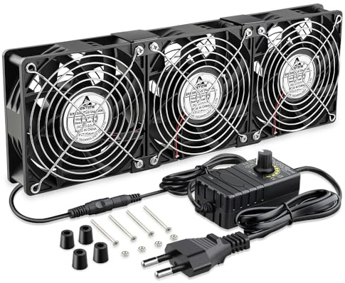 GDSTIME Großer Luftstrom 3 x 120mm Lüfter 230V Regelbar Dual Kugellager