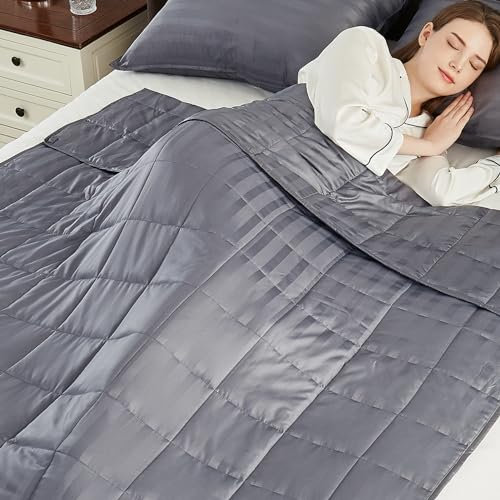 anfie Gewichtsdecke (101,6 x 152,4 cm, 4,5 kg, grau), ultraweiche und gemütliche kühlende Gewichtsdecke für Erwachsene, schwere Decke mit maschinenwaschbarem, weichem Baumwoll-Mischgewebe