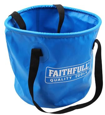 Faithfull Waterproof Collapsible Bucket – Lightweight PVC Container with Sturdy Handles & Compact Fold-Flat Design for Cleaning, Draining, Camping & Plumbing Tasks – 12L Capacity
