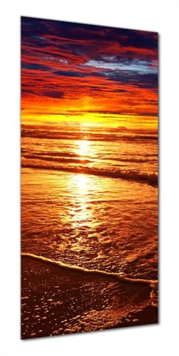 Wallario Selbstklebende Duschrückwand 80 x 200 cm mit Motiv Farbenfroher Sonnenuntergang über dem Meer II - Wandverkleidung Fließenersatz mit Hochglanzlaminat in Glasoptik