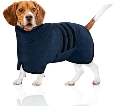 WUFANC Accappatoio Cane in Microfibra - Super Assorbente e Asciugatura Rapida - Asciugamano Cane Chiusura in Cinghie e Fascia Regolabile - Adatto per Cani di Taglia Grande, Media e Piccola