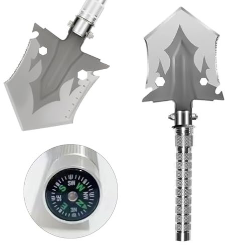 Herfair Klappspaten Outdoor Multifunktional Schaufel Edelstahl Gartenschaufel 3 Winkel Verstellbare Spaten für Wandern Camping Survival (A)