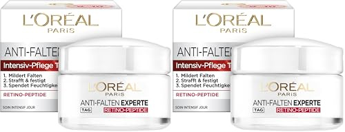 L'Oréal Paris Feuchtigkeitspflege für das Gesicht, Anti-Aging Creme zur Minderung von Falten mit Retino Peptiden, Für eine straffere und weichere Haut, Anti-Falten Experte, 1 x 50 ml (Packung mit 2)