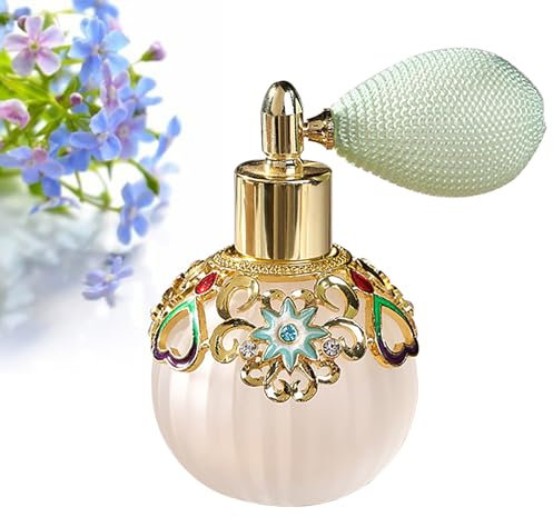 Holzsammlung 50 ml Botella de Perfume Recargable, Estilo Vintage Bomba Atomizador Perfume Dispensador de Viaje, Vacío Spray Pulverizador de Perfume Cristal Pequeño con Fina Niebla