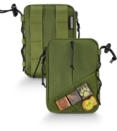 TACTICAL GEEK Block E4.0 EDC Compact Waist Pouch, Utility Pocket Organizer with Elastic Cord, Nylon Dual-Directional Zippers Tool Pouch, Multi-Purpose Small Gadget Organization for Daily Carry（Green）