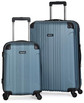 Kenneth Cole REACTION Out of Bounds Lightweight Hardshell 4-Wheel Spinner Luggage, Granite Blue, 2-Piece Set (20 & 28)