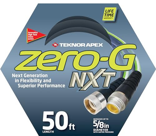 zero-G Lightweight, Ultra Flexible, Durable, Kink-Free Garden Hose, 5/8-Inch by 100-Feet,Black (5/8 x 50' NXT)