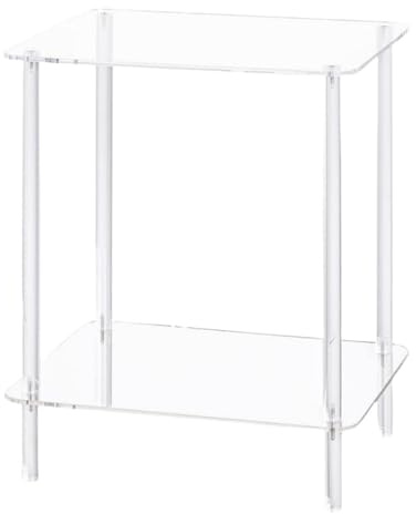 Mesa auxiliar de acrílico, mesa de bebidas acrílicas, mesita de noche transparente, mesita de noche cuadrada de 2 niveles y mesa auxiliar, decoración para baño, dormitorio, 40 x 40 x 50 cm
