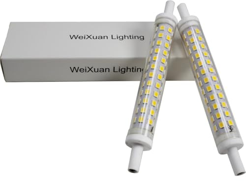WeiXuan R7s LED 118mm 10W J118 lampe 880LM, R7S 78mm 7W J78 590L, non dimmable, 360 degrés, 230V. 2Pcs (Blanc chaud, 118MM)