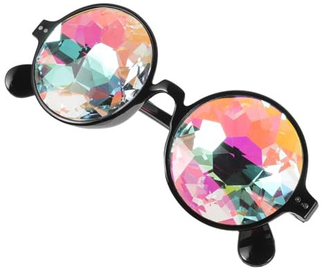 LIFKOME 3stücke Kaleidoskop Sonnenbrille Mit Regenbogenlinsen Uv-schutz Für Festivals Rave-partys Und Halloween-kostüme Leichtes Robustes Design Schwarz
