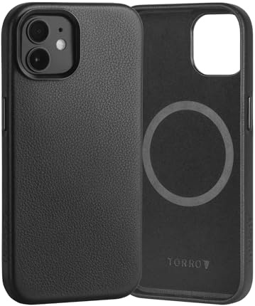 TORRO Case Compatible with iPhone 12 / iPhone 12 Pro - Premium Leather MagSafe Compatible, Slim Bumper Case (Black)