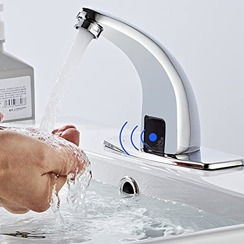 DCYEQRQ Bathroom Sink Tap Bathroom Automatic Infrared Sensor Tap, Sink Hands Touchless Free Faucet Sensor Tap, Water Saving Inductive Electric Basin Faucet Basin Taps