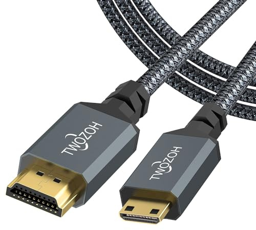 Twozoh Mini HDMI auf HDMI Kabel 3M, geflochtenes HDMI auf Mini HDMI Kabel unterstützt 720P 1080P Projektor, Monitor, Tablet, Camcorder