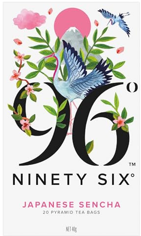96° Japanese Sencha – 20 Pyramid Tea Bags, Delicate, Complex & a Touch Grassy Green Tea, Individually Wrapped Recyclable Envelopes, Plant-Based Tea Bags with No Microplastics