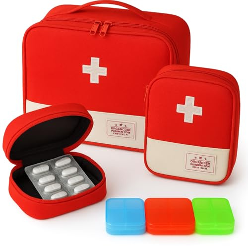 mitudei Botiquin Viaje,4Pcs Bolsa Botiquin Vacia, Primeros Auxilios Portátil, Kit de Primeros Auxilios,para Hogar,Oficina,Viajes,Camping Gran Capacidad Bolsa de Primeros Auxilios