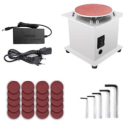 Levigatrice Mini tavolo levigatrice a disco lucidatrice rotativa elettrica regolabile 7 velocità variabile 20 pezzi dischi abrasivi for lucidatura rettifica Motore potente(Generation 3)