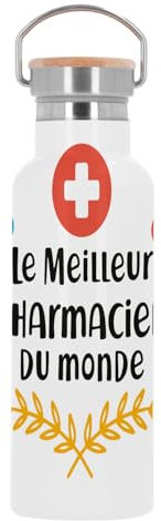 Bouteille Inox Gourde Thermo Isotherme - Le Meilleur Pharmacien du Monde Pharmacie Médicament Santé - 500 ml (17 oz)