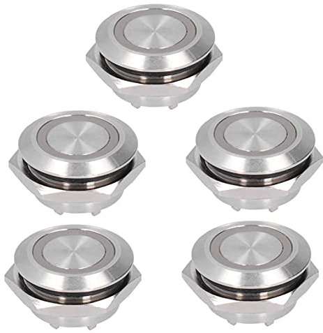 Momentaner Druckknopf aus Metall mit automatischer Rückstellung, ultradünn, wasserdicht, LED, 19 mm, Start-Stopp-Steuergeräte, Autos, LKWs, Schiffe (DC3~6V Green)