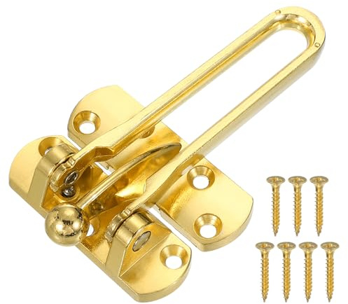 PATIKIL Door Chain Lock, 1 Pcs Door Swing Bar Lock for Home Security Front Doors and Inside Doors with 7 Pcs Screws for Home Bedroom Hotel Apartment, Light Gold