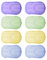 SIRLOMU Caja de jabón de papel, 8 unidades, pastillas portátiles con caja de plástico, láminas, escamas, tiras de jabón, papel de viaje, perfecto para camping, viajes y manos (4 colores)