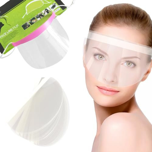 Artomnivera 50Pcs Clear Face Visors, Shower Face Eye Protector, Plastic Protective Clear Face Visor Shield for Microblading, Permanent Makeup, Eyelash Extensions, Eyes Cataract Surgery Face Visors