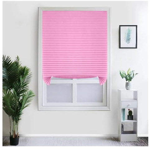 XUMKFJRE Einfache Plissee-Jalousien for Fenstertüren, Rollos for Zuhause, Kinderzimmer, Schlafzimmer, Küche, Badezimmer, Verdunkelungsrollo FüR Heim(Blind Shade Pink,90cm W x 180cm L)