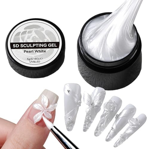 Gel à ongles 3D – Gel de sculpture blanc pour extensions, gel lisse anti-adhésif pour sculpture d'ongles, colle blanche nacrée satinée pour beauté charme, extension d'ongles, décoration de salon et