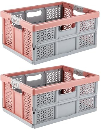 Keeeper, Lea Robust Professionell Hopfällbar Låda Med Mjukt Handtag, 2 Stycken, 48,5 X 35 X 23,5 Cm, 32 L, Nordisk Röd