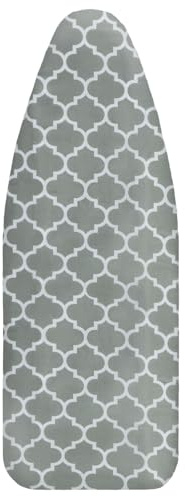 SUNNYNEST 1PC Grey Ironing Board Cover Heat Resistant Padded 142x55cm | Grey ironing board cover with 8mm thick padding, heat-resistant and water-repellent fabric, adjustable fit for large standard