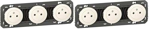 LEGRAND - Prise Triple Murale 16A avec Terre dooxie Surface - Prise 2P + T Affleurante avec Fond Rétractable - Fabriqué En France - Blanc (Lot de 2)