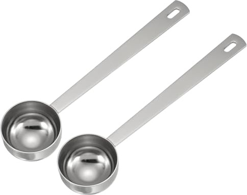 QUARKZMAN 2 Cucharas Medidoras 20ml Cuchara De Mesa De Mango Largo Plateado | Cuchara De Café, Para Café Molido Té Azúcar Cocina Horneado
