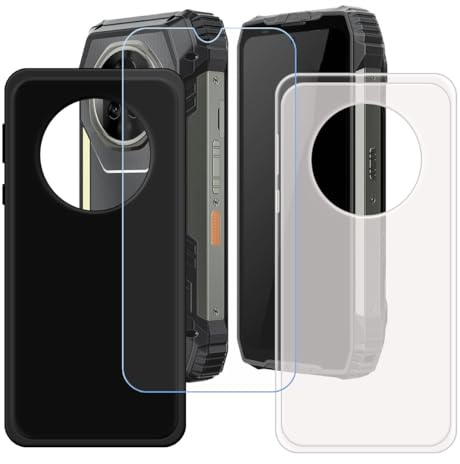 BMPNLSZ Funda (6,73) Screen Protector, Negro + Translúcido Suave Silicona TPU Canica Carcasa Caso Case + Cristal Templado Film Vidrio