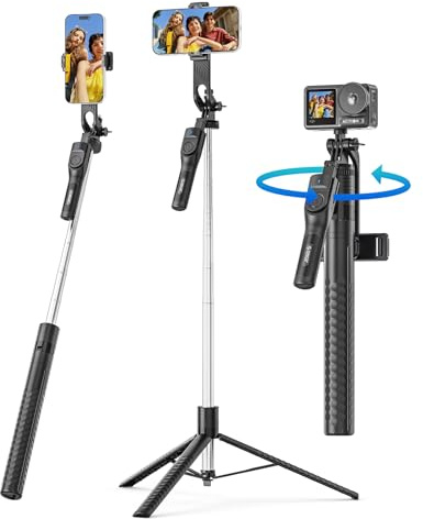 ORICO 190cm Selfie Stick mit Handy Stativ, 360° Dreh- Neigbarer Handyhalter mit Fernbedienung, Ideal für Gruppen-Selfies & Über-Kopf-Aufnahmen, Kompatibel mit iPhone & Android Smartphones