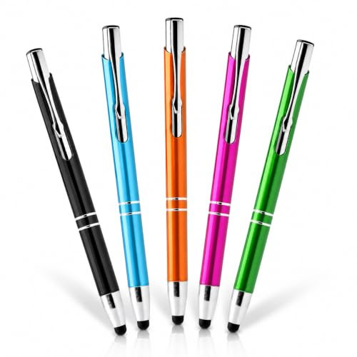 5 Stück Kugelschreiber Touchpen Set Metall Stylus Stift für Handy Tablet 2in1 bunt; kapazitiver Touchscreen Stift präzise Eingabe edles Design Alltag Büro Stylosa