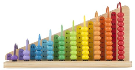 Melissa & Doug Add & Subtract Abacus - Educational Toy with 55 Colorful Beads and Sturdy Wooden Construction