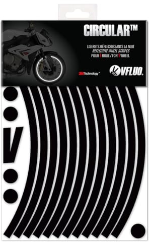 VFLUO - Kit pegatinas llantas de moto reflectantes, autoadhesivas para 1 rueda, 3M Technology™ - Gran visibilidad lateral - Discreto y diseño - Fácil colocación