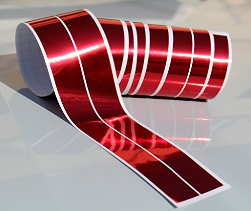 Finest Folia Chrom Hologramm Zierstreifen Folie Klebefolie Aufkleber Dekorstreifen KX010 (Chrom Rot, 4Meter x 30mm)