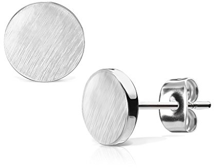 beyoutifulthings Damen 1 Paar Ohringe Ohrringe Set Stecker Edelstahl Chirurgenstahl Rund Round gebürstet Top silber roségold gold