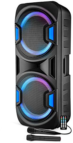 Mega Enceinte Active/Amplifiée - FestiSound FESTI215-1000W /-Autonome sur Batterie BT/USB/SD - Micro fil/sans fil - Noir