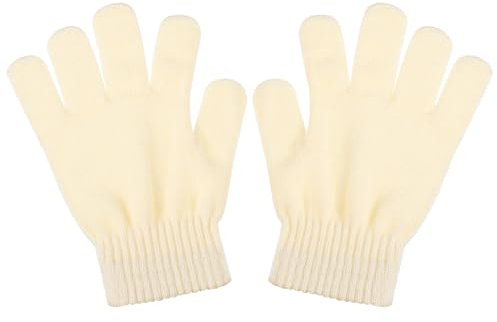 VORCOOL Kinderhandschuhe Herbst- und Wintermodelle gestrickt Volltonfarbe fünf Finger warme Handschuhe 4-12 Jahre alt (weiß)