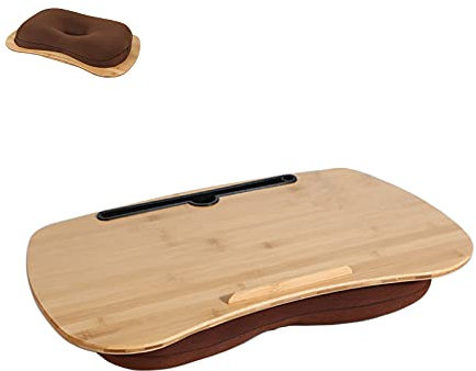 SUMISKY Lap Desk-Portable Laptop Table with Cushion Bamboo Platform Phone Holder L(21.6x13.8)