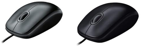 Logitech B100 Mouse USB Cablato, 3 Pulsanti, Rilevamento Ottico, Ambidestro & M90 Mouse USB Cablato, 1000 DPI, Mouse Ambidestro, Compatibile con PC/Mac/Laptop, Grigio